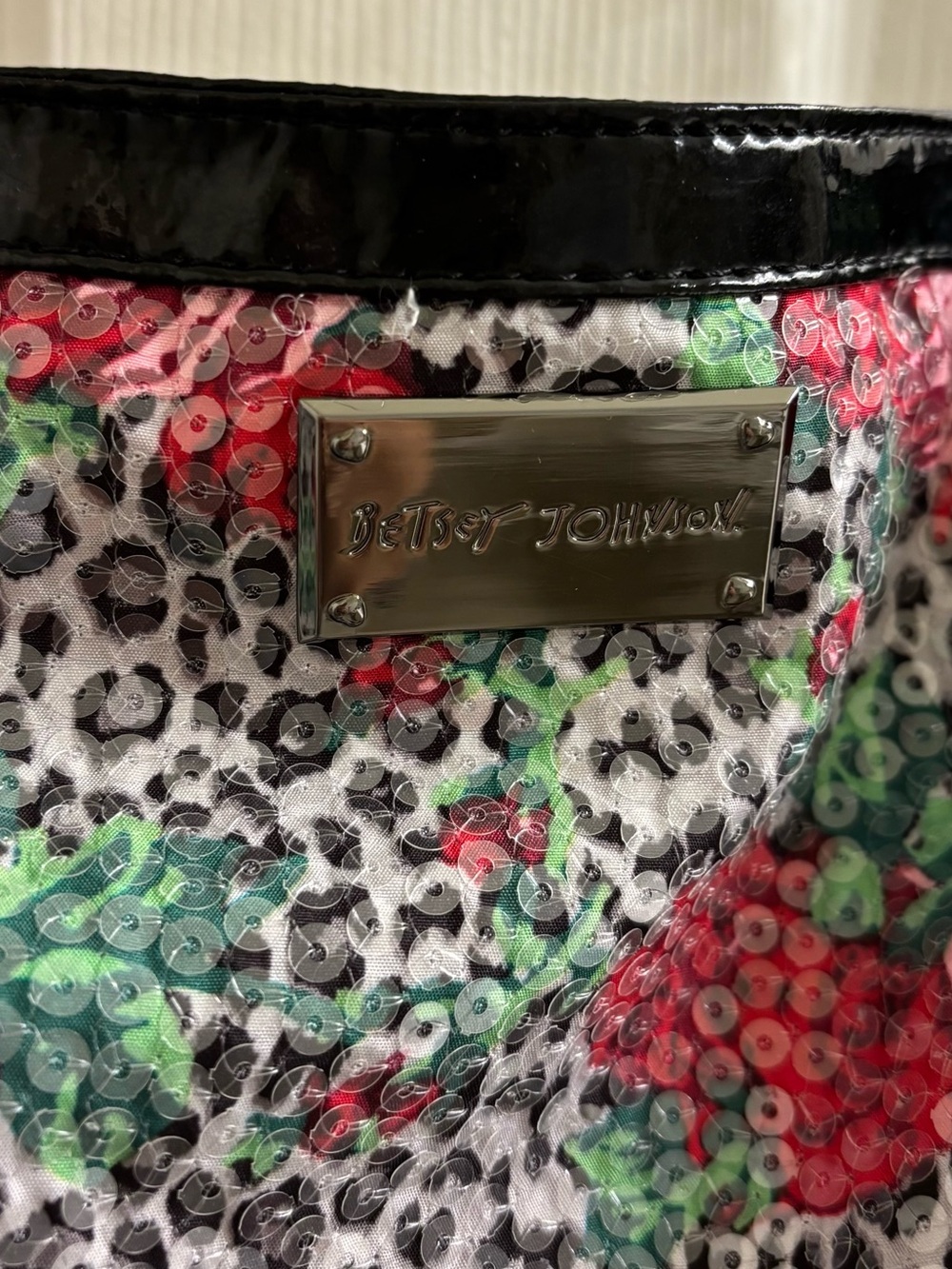 Betsey Johnson extra-large sequin leopard and rose print tote - Picture 3 of 7